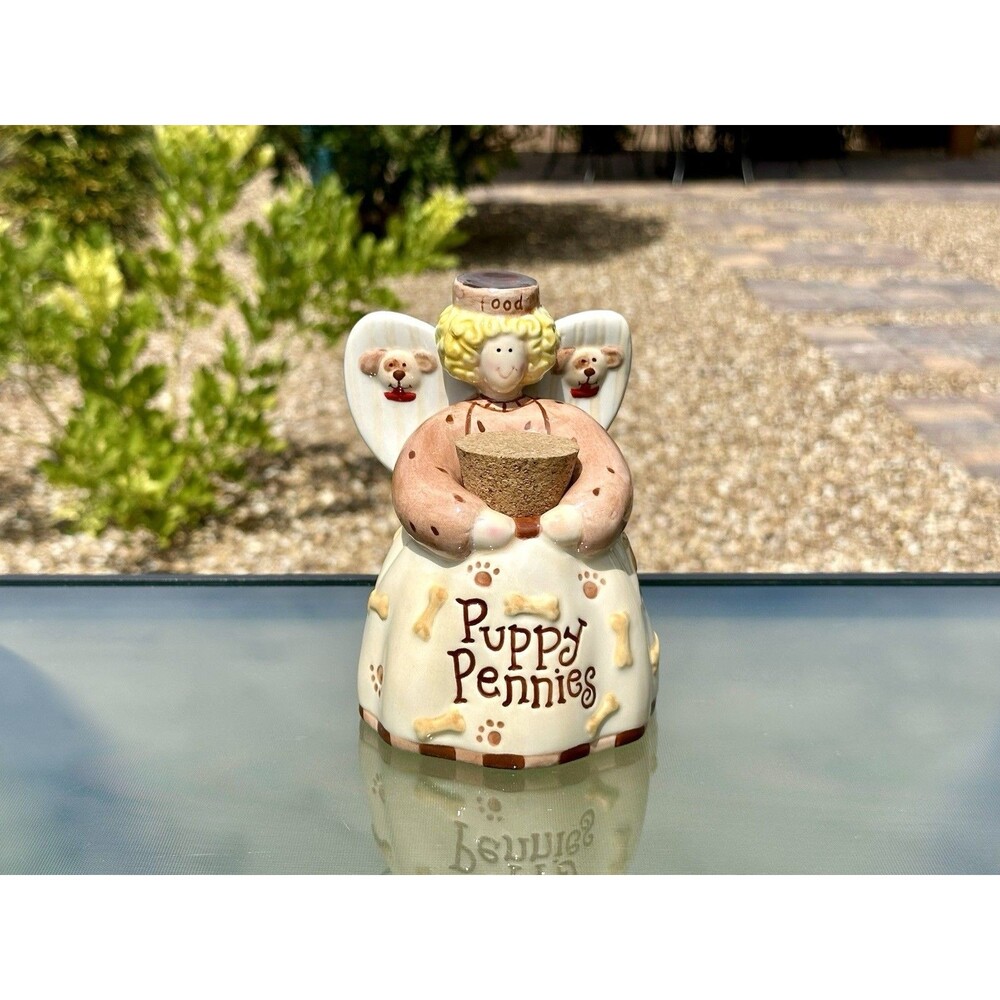 Angel Ceramic Dog Puppy Pennies Bank by Debra Jordan Bryan Pennies from Heaven